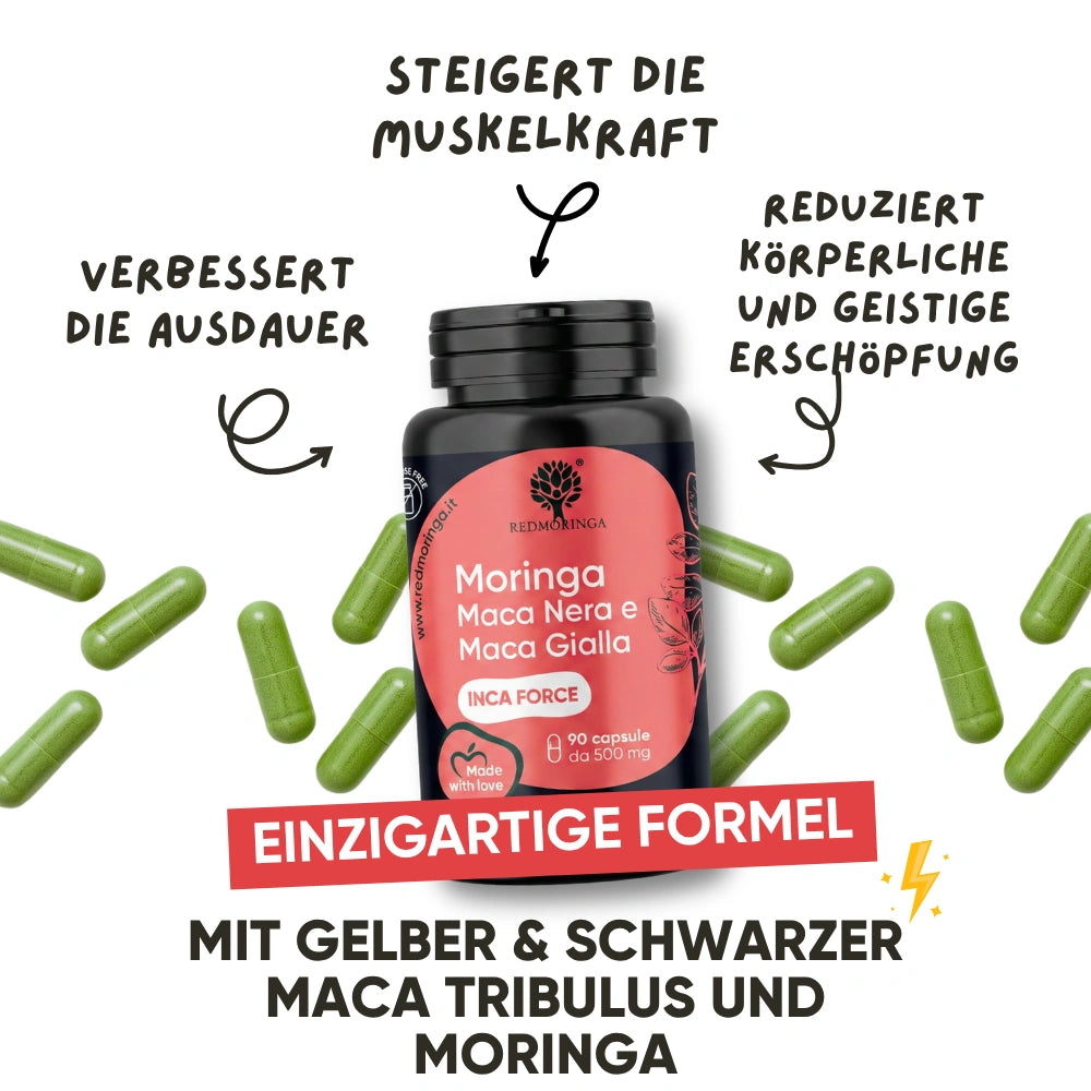RedMoringa Inca Force integratore maca nera e gialla 1 flacone energia