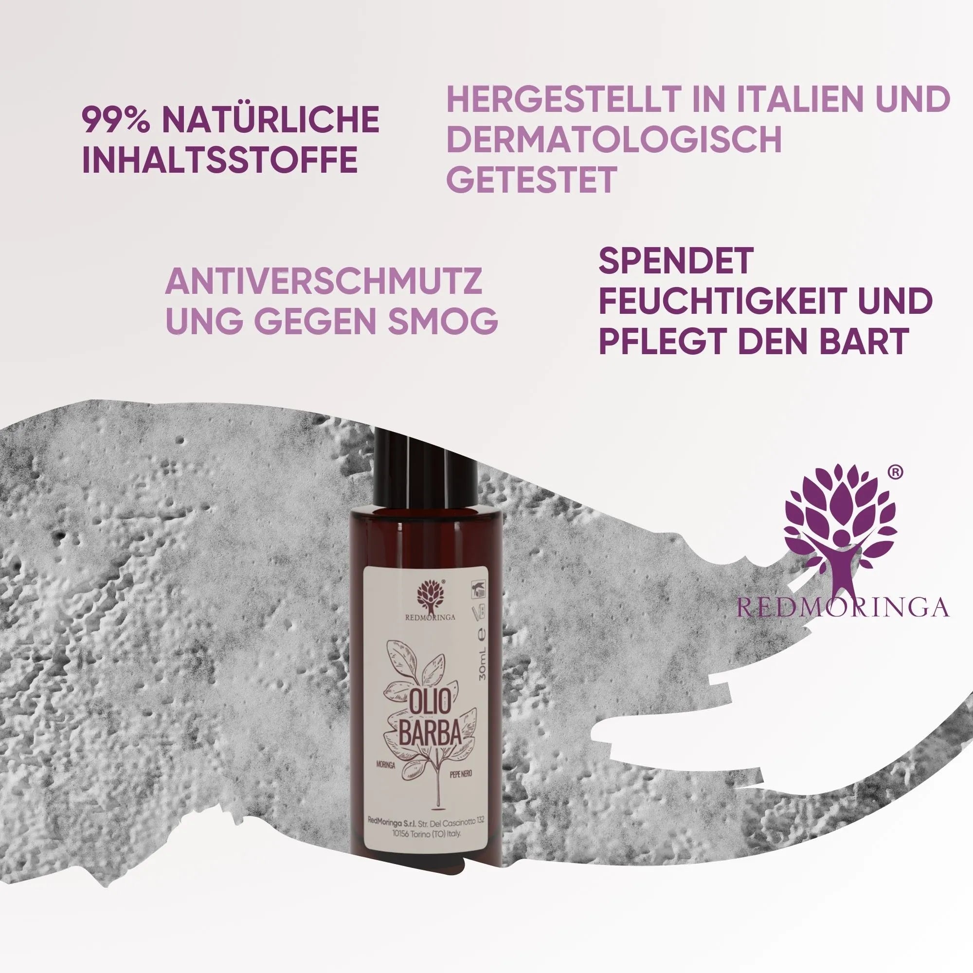 RedMoringa Barba Moringa olio barba argan nutriente pepe nero