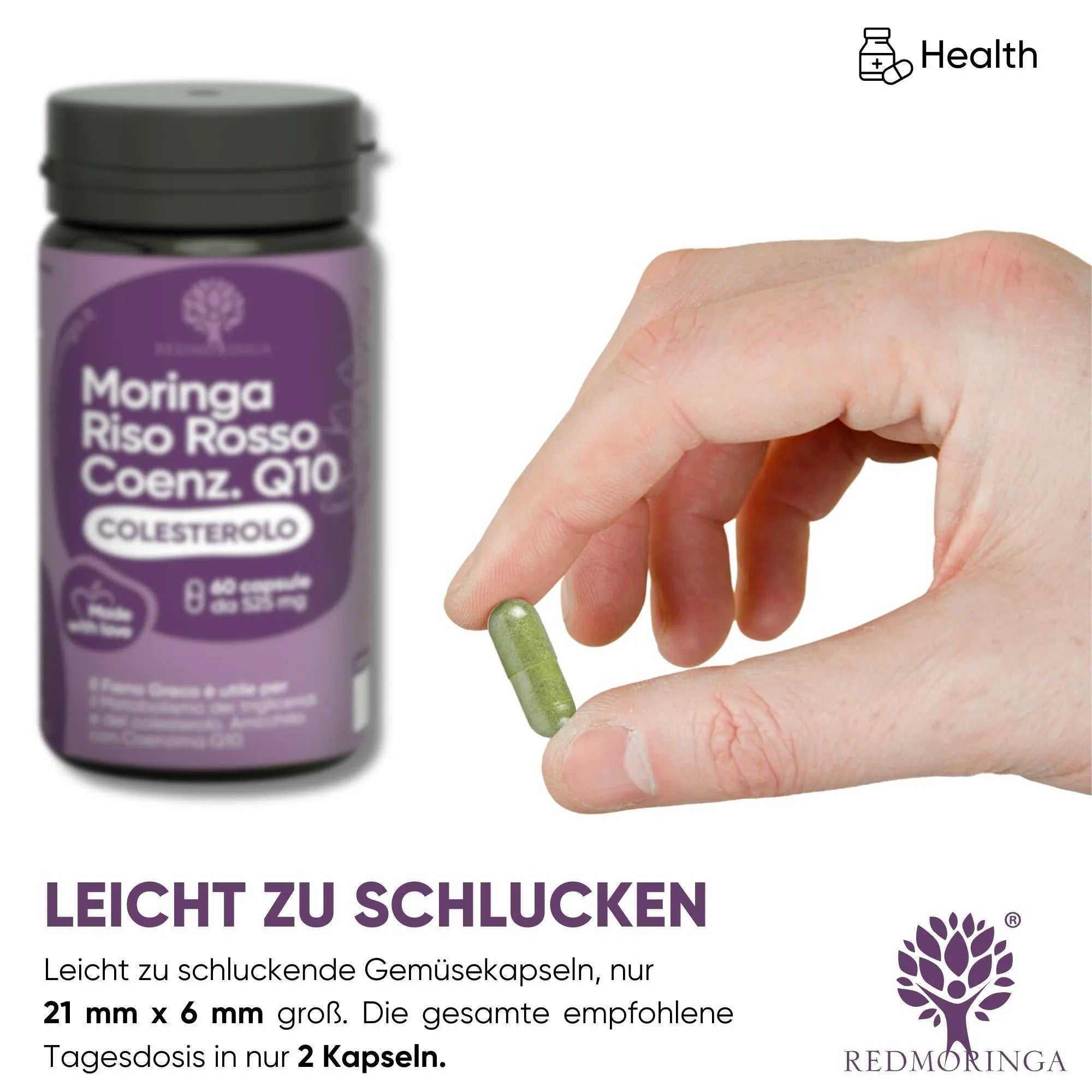 RedMoringa Colesterolo Integratore Riso Rosso Q10 1 Flacone 60 Capsule