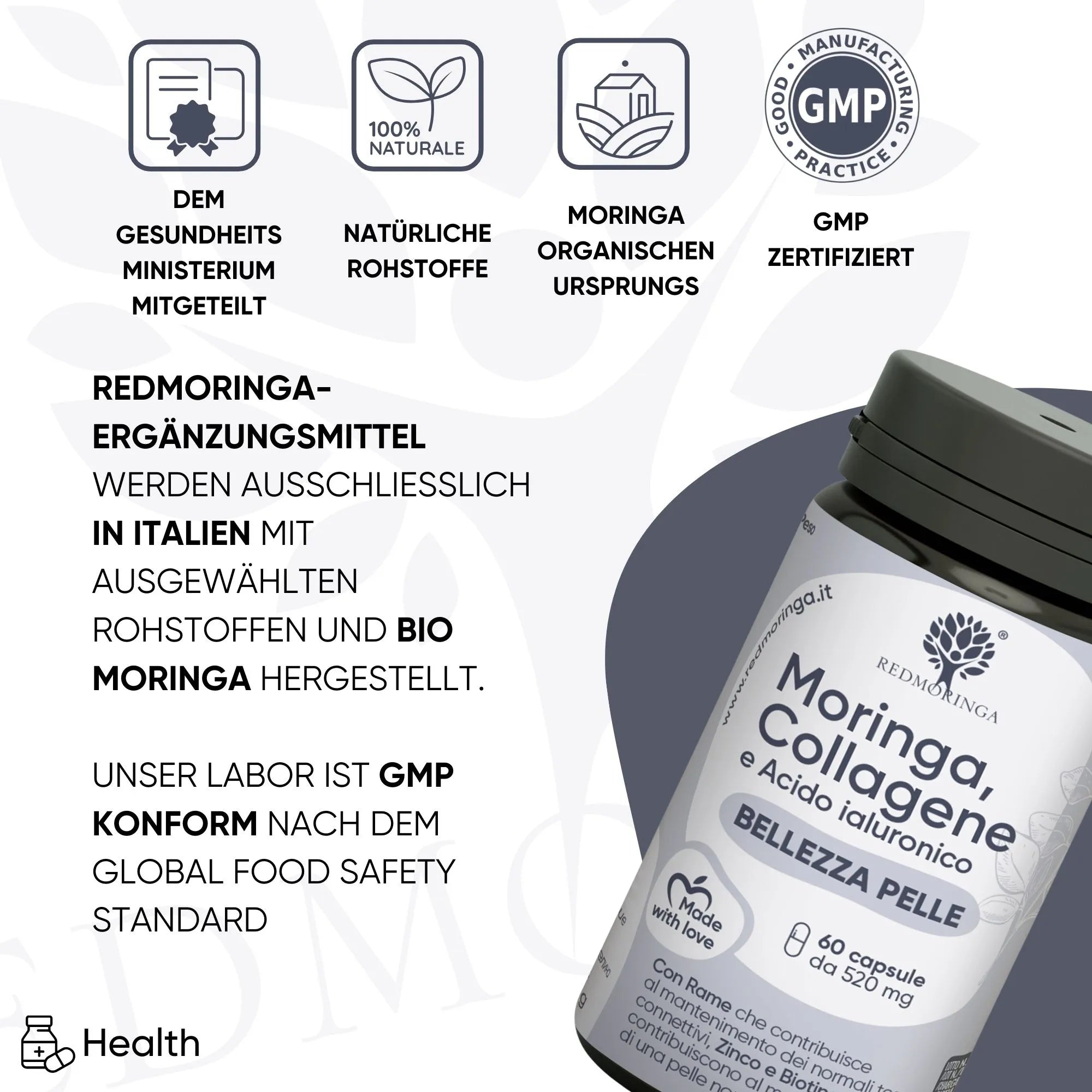 RedMoringa Pelle Perfetta Collagene e Acido Ialuronico Integratore 1 Flacone