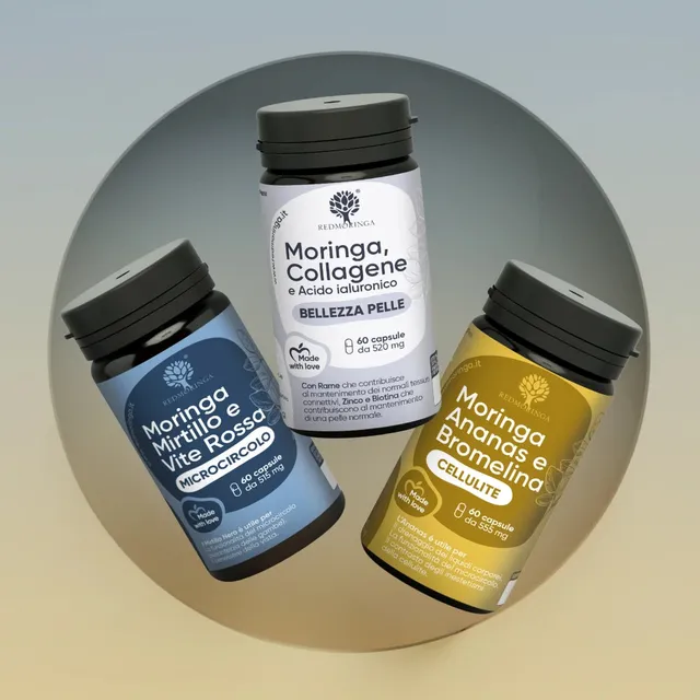 RedMoringa Gambe Perfette Kit Integratori Tripla Azione Moringa