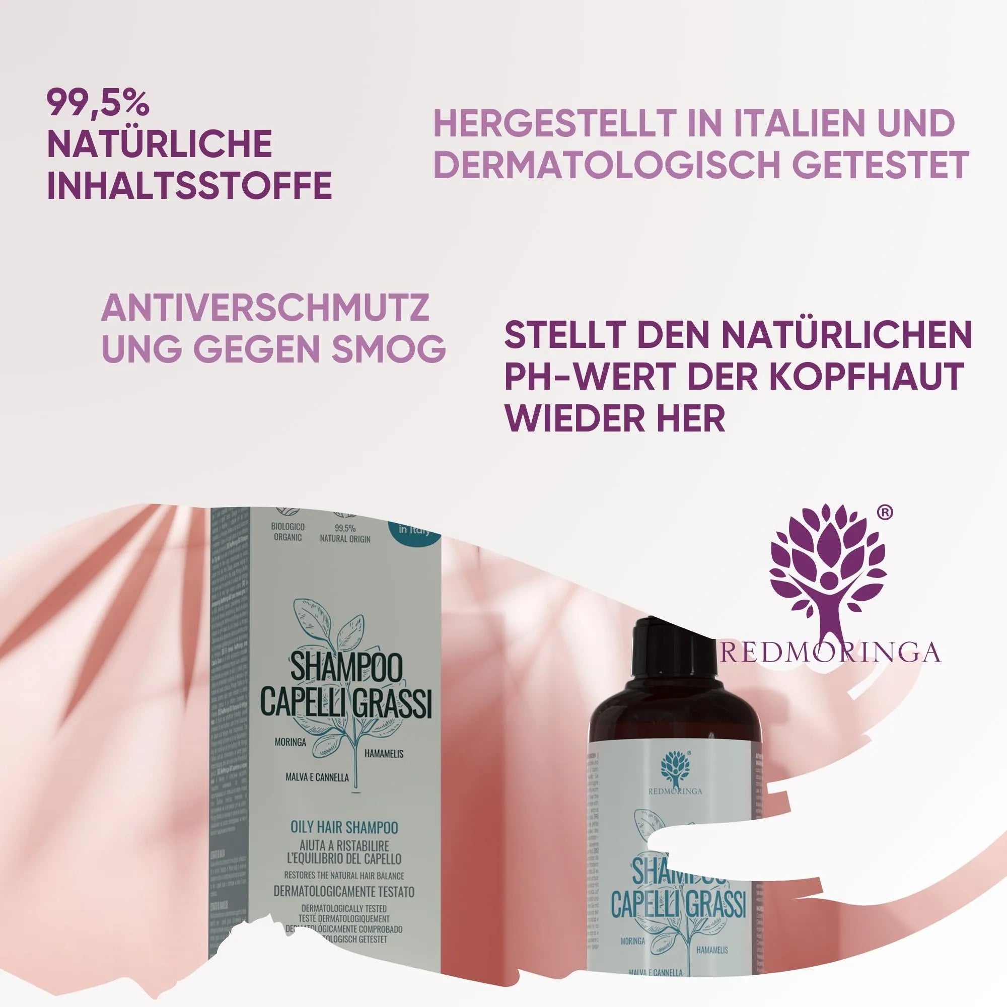 RedMoringa Trattamento Capelli Forti Anti Grasso kit moringa