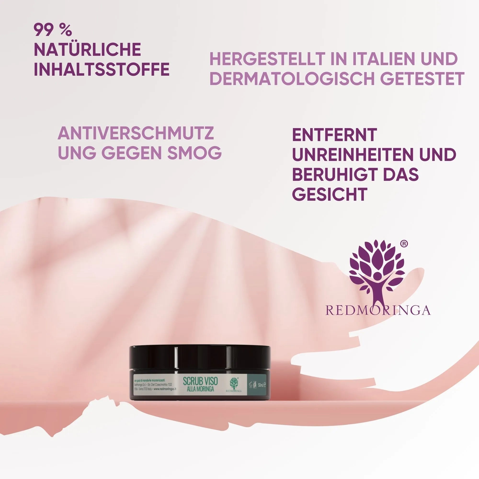 RedMoringa Scrub Viso Naturale pelli grasse e delicate