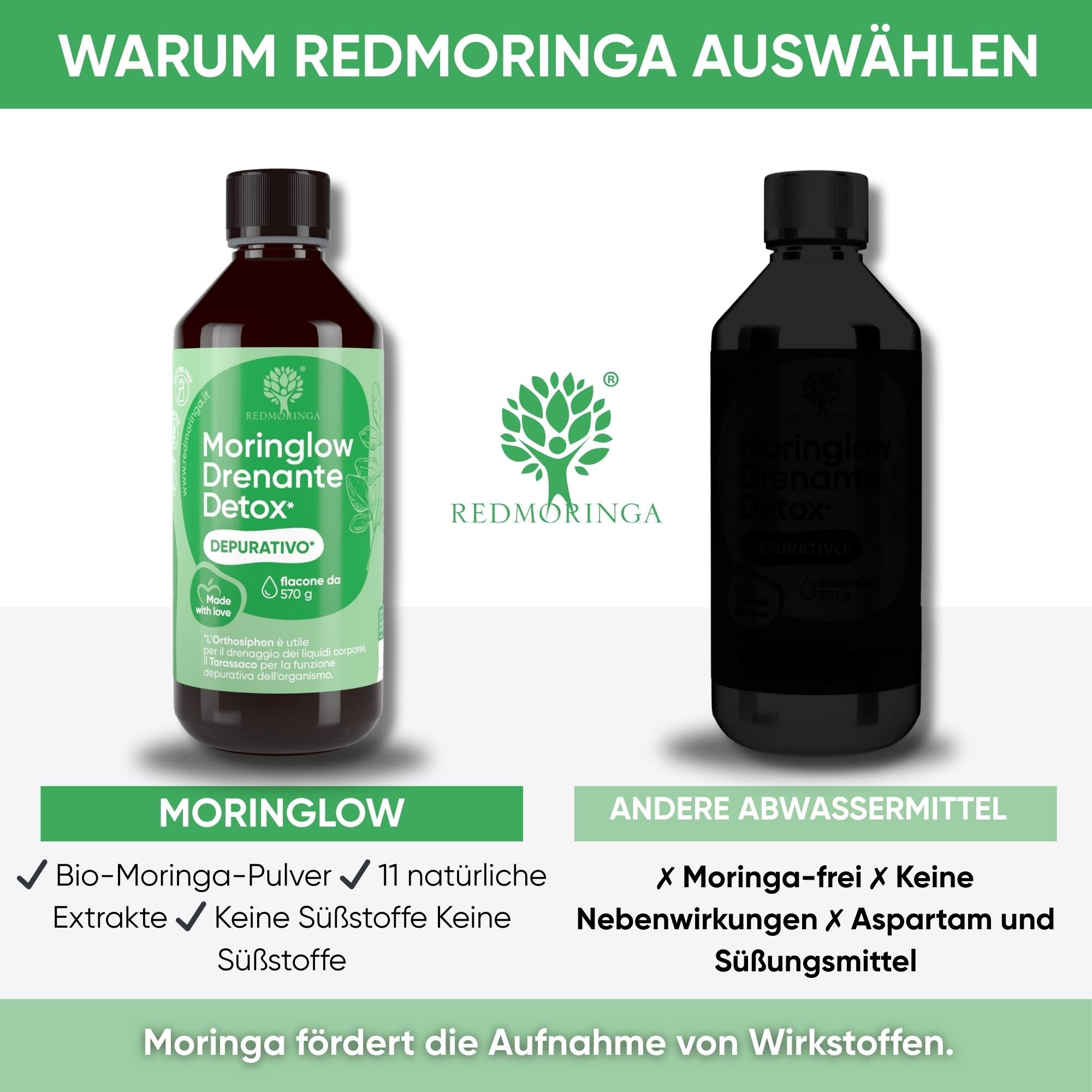 RedMoringa Moringlow Drenante Liquido Detox 500 ml 11 erbe