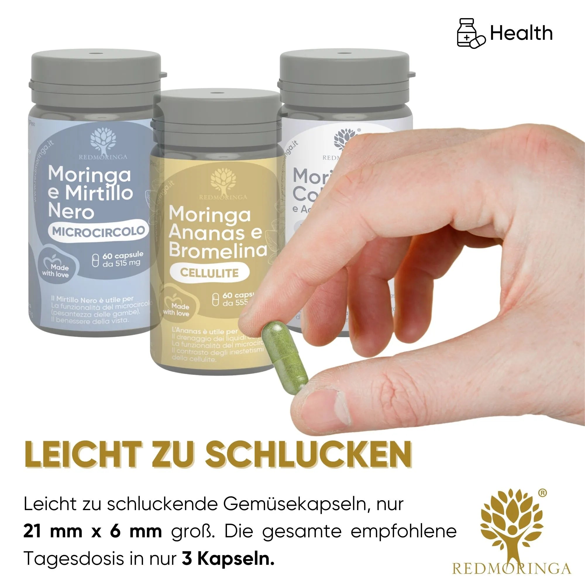 RedMoringa Gambe Perfette Moringa kit integratori ritenzione 2 mesi