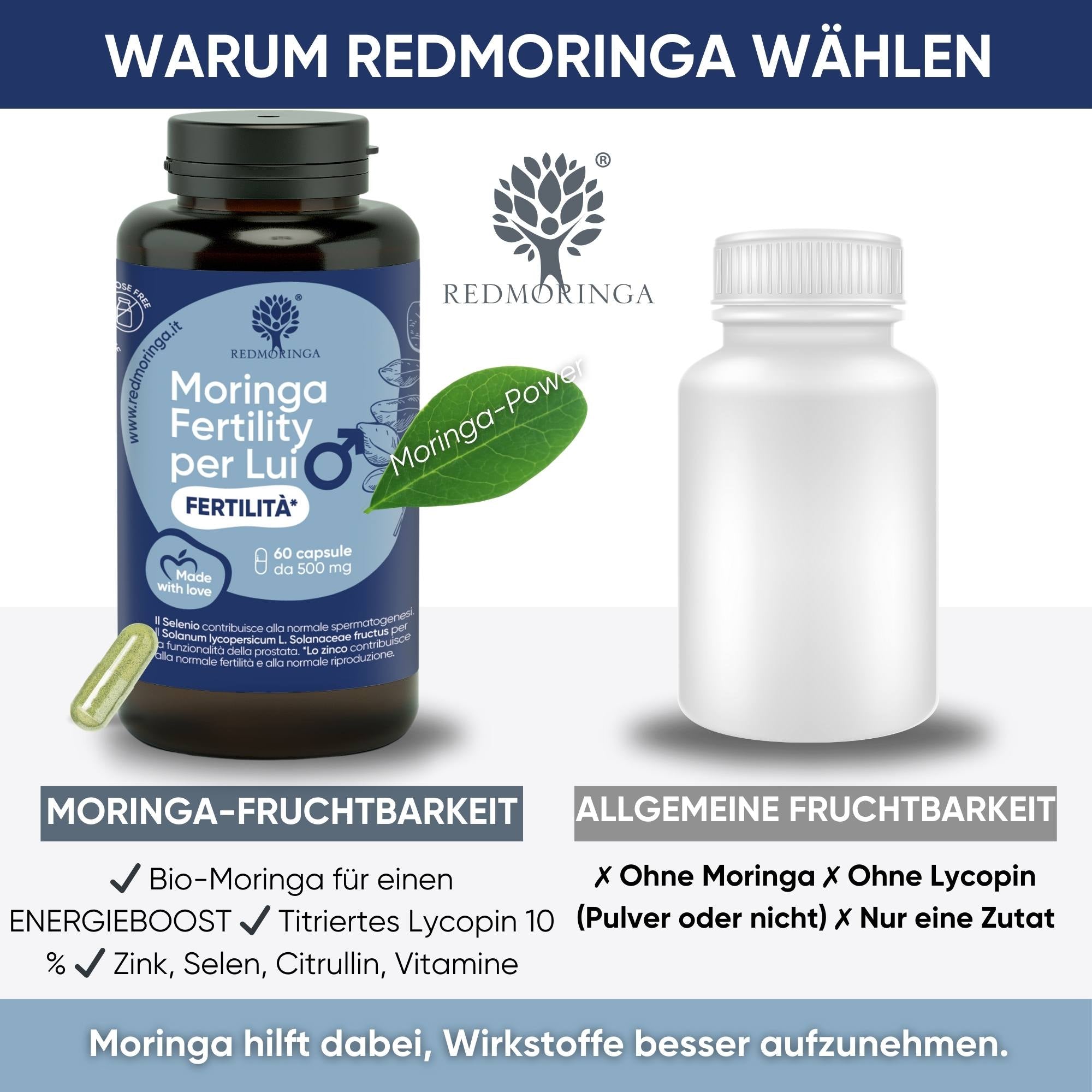 RedMoringa Fertilità Maschile integratore licopene 1 flacone