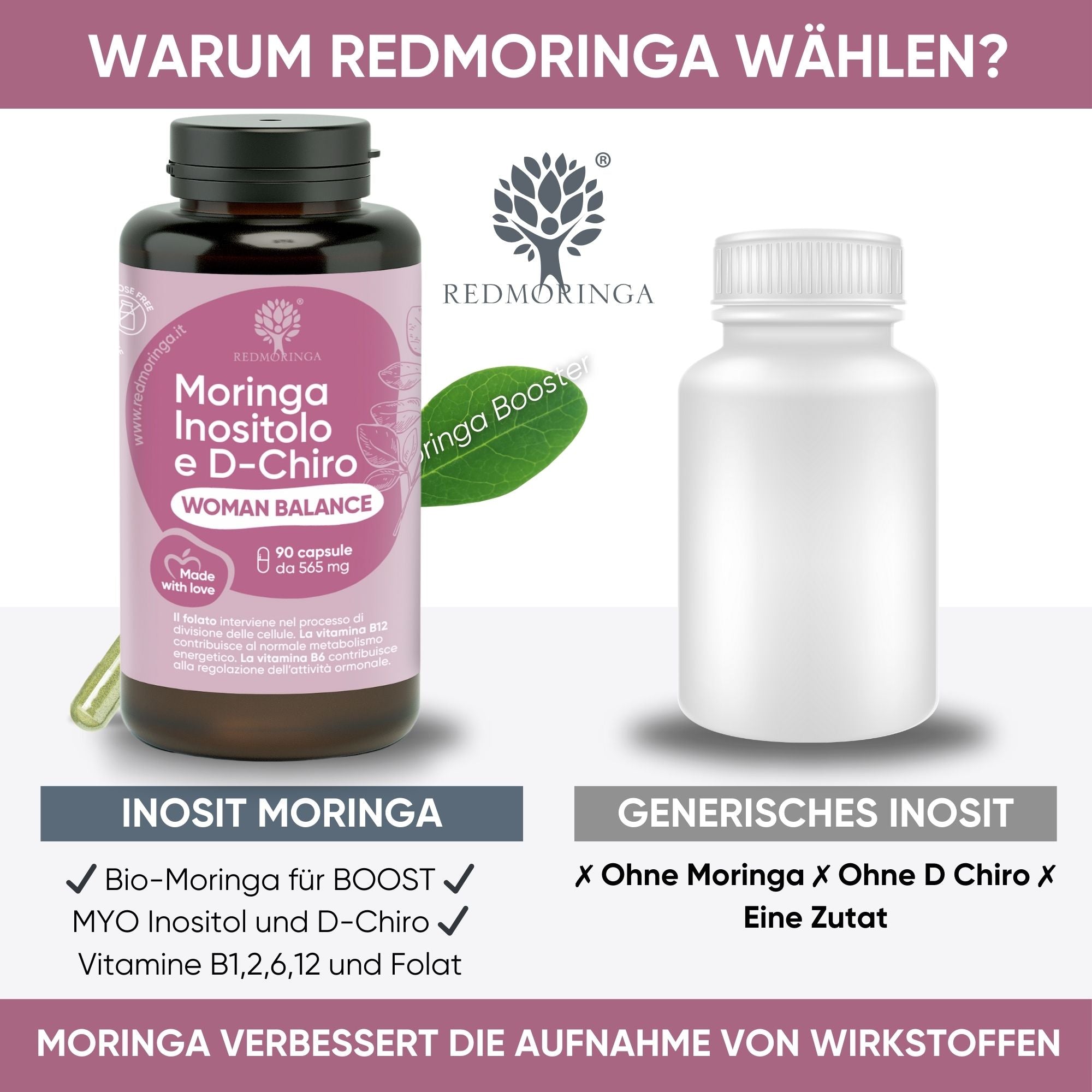 RedMoringa Inositolo Moringa integratore 1 flacone ciclo ormoni