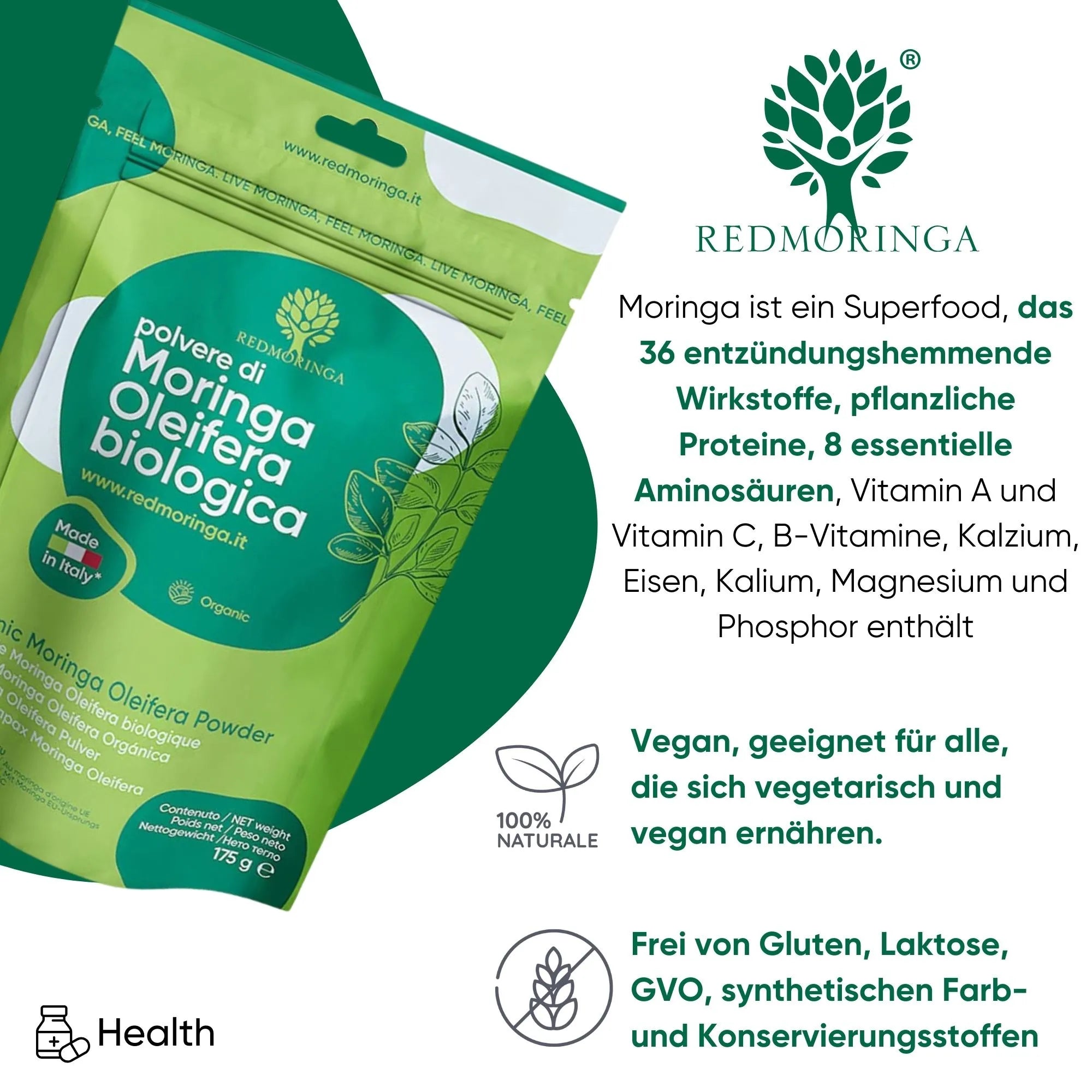 RedMoringa Moringa Biologica Polvere 175 g