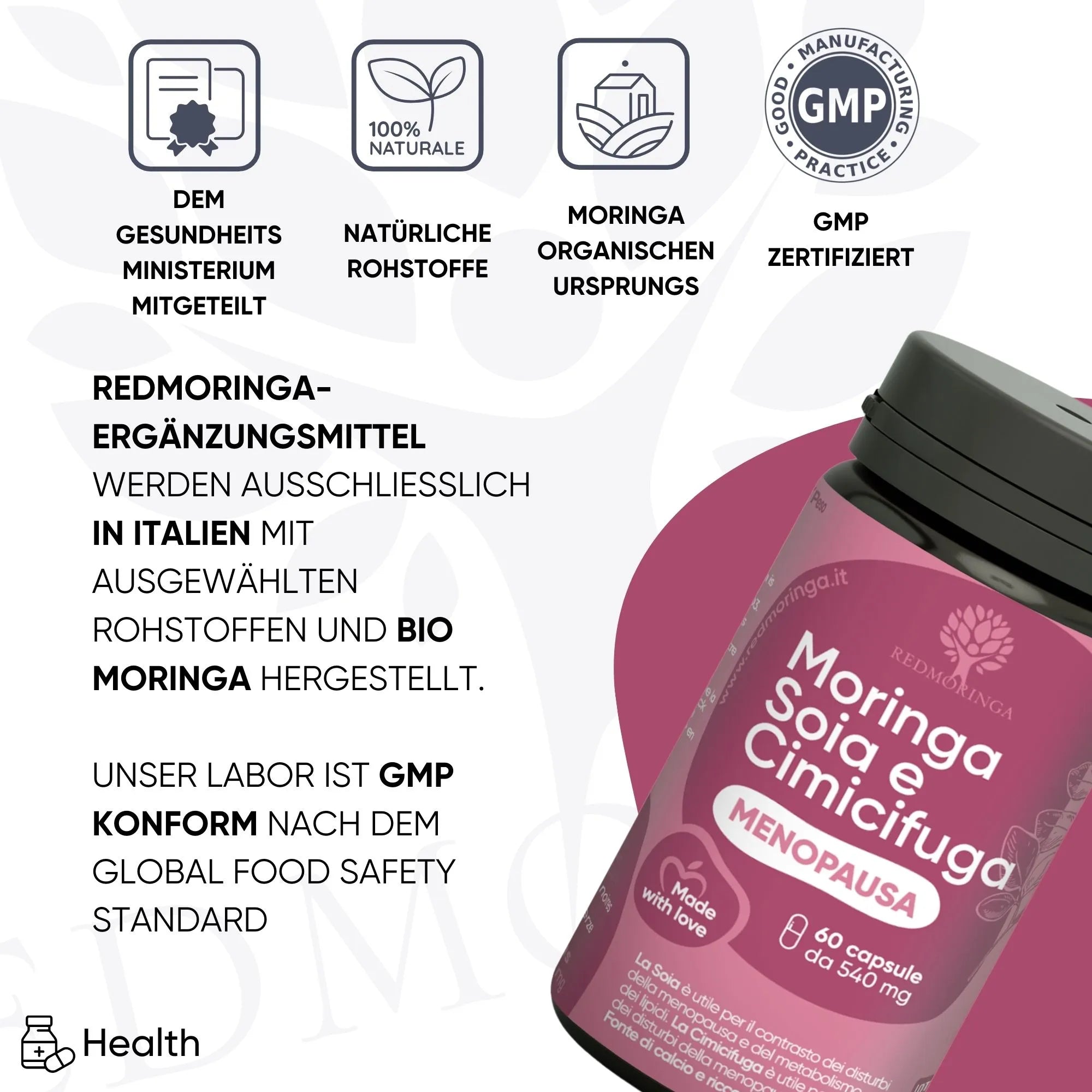 RedMoringa Menopausa Integratore Vampate 60 Capsule Isoflavoni