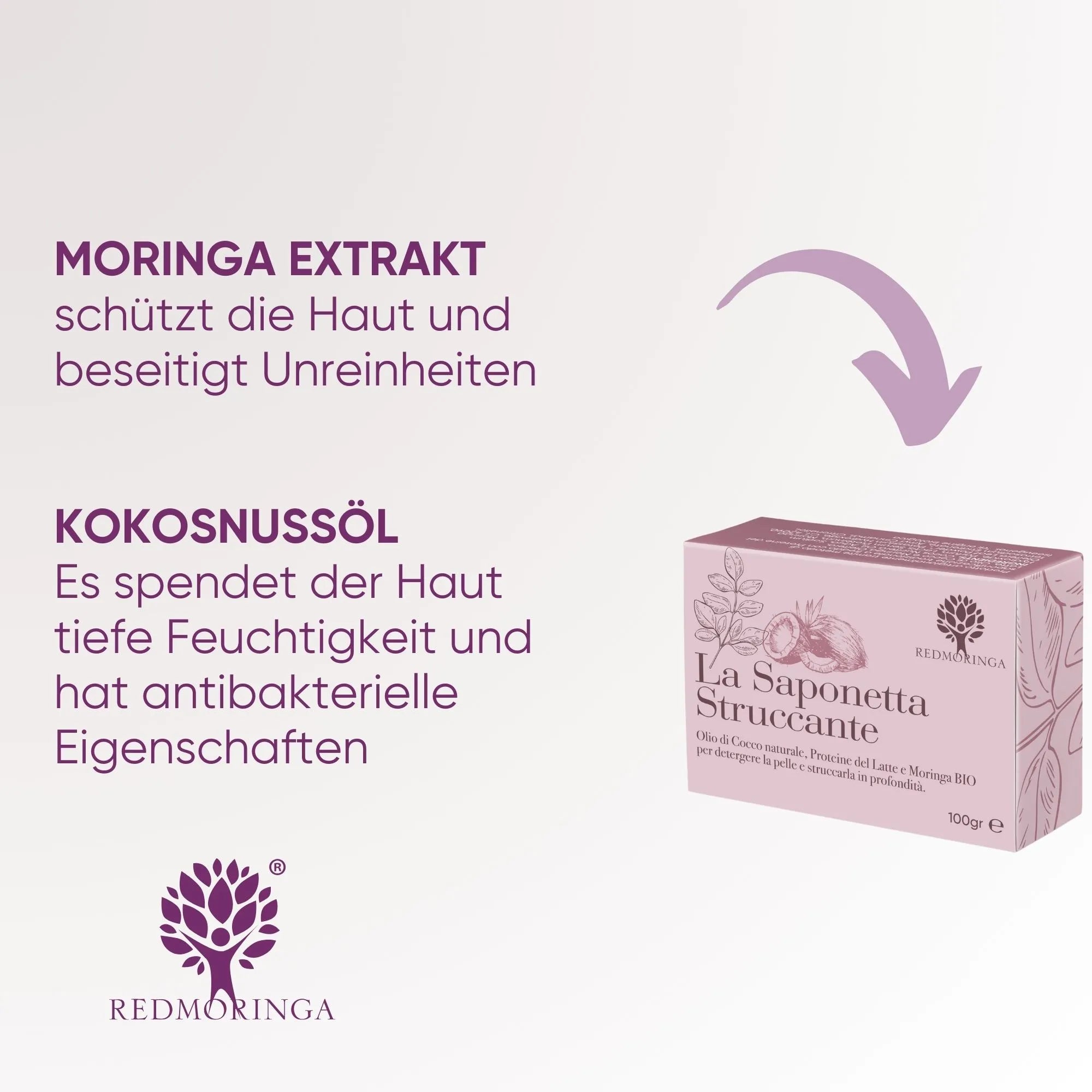 RedMoringa Saponetta Struccante Naturale Cocco Moringa Artigianale