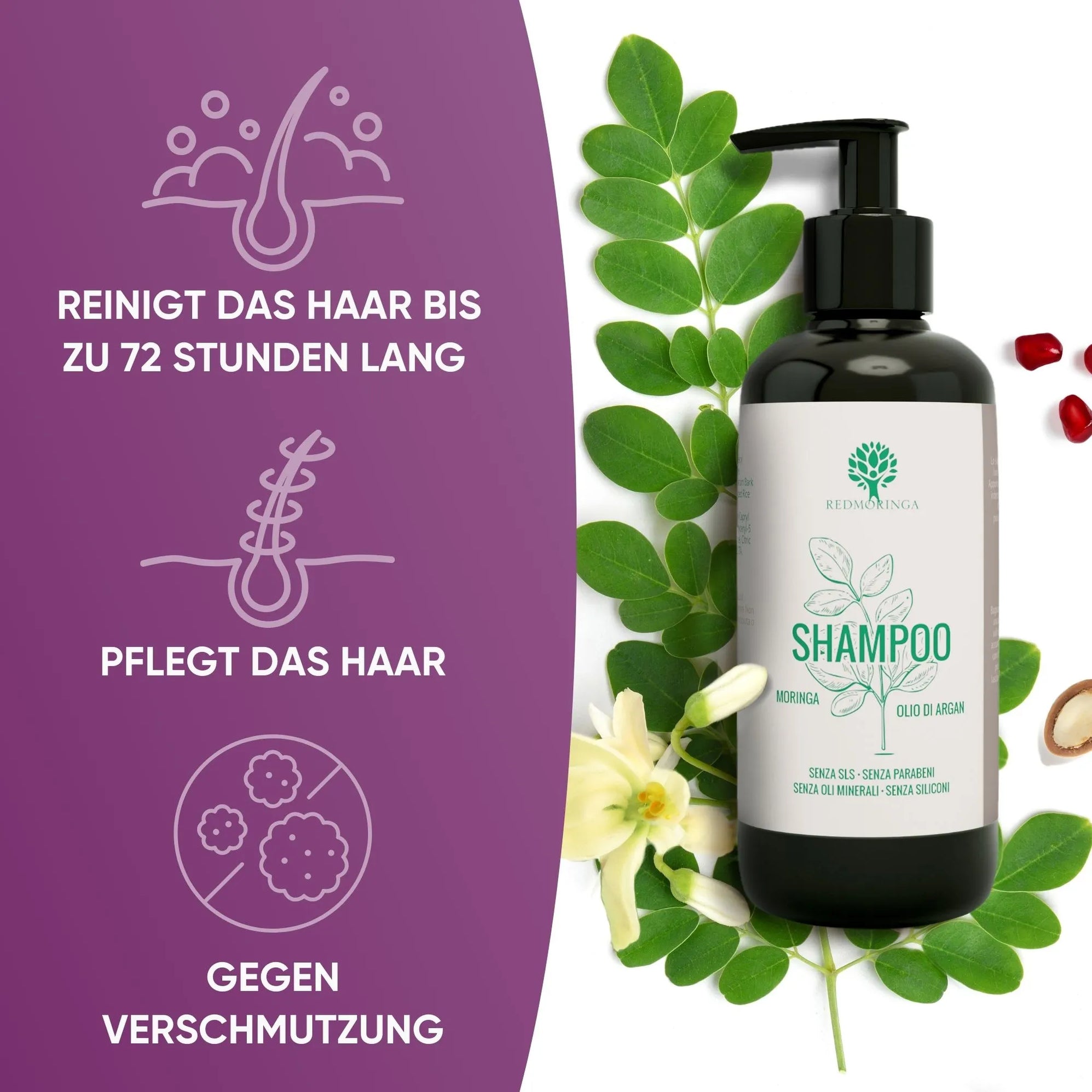RedMoringa Trattamento Capelli Forti Kit 2 Integratori + Shampoo 72 Ore