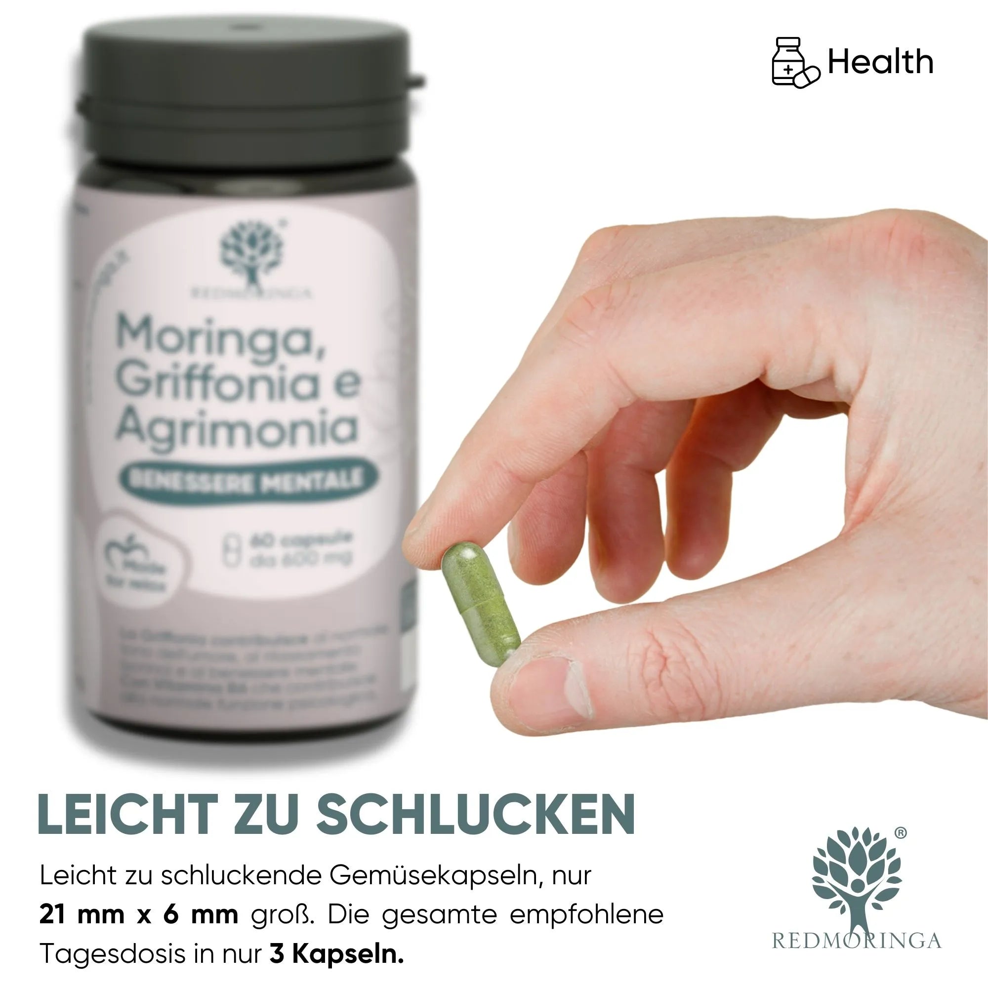 RedMoringa Griffonia 5HTP Agrimonia e Moringa Integratore 1 Flacone